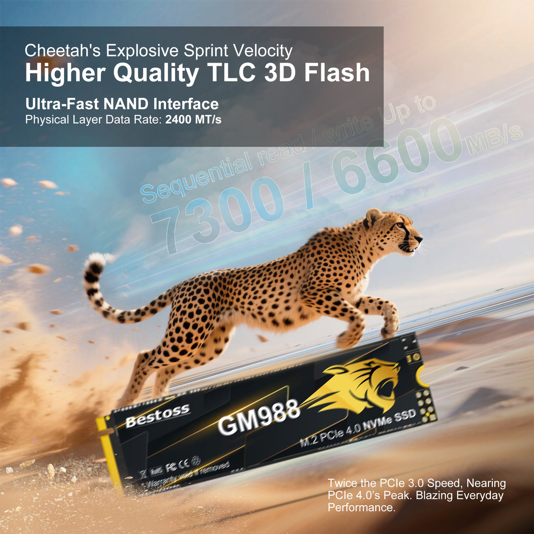 M.2 2280 NVMe SSD 1TB PCIe Gen 4 , Up to 7300MB/s, SLC Cache & HMB, PS ...