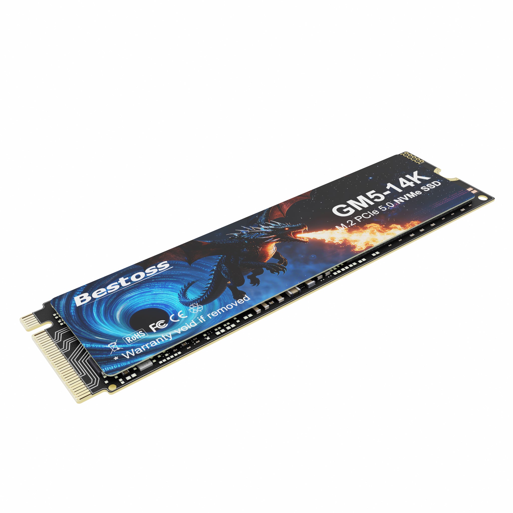 Bestoss NVMe M.2 2280 SSD 2TB Internal Gen5, Up to 14000MB/s, DRAM Cac